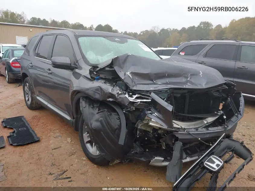 5FNYG2H59RB006226 2024 Honda Pilot Ex-L 7 Passenger