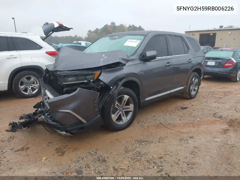 5FNYG2H59RB006226 2024 Honda Pilot Ex-L 7 Passenger