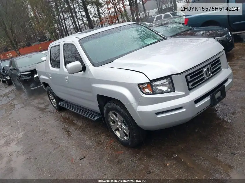 2HJYK16576H514224 2006 Honda Ridgeline Rtl