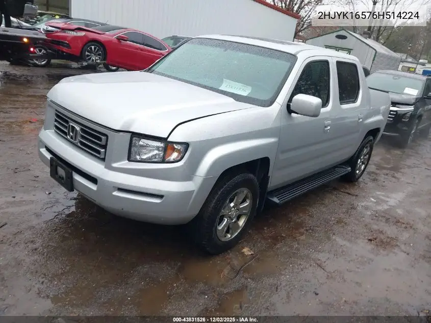 2HJYK16576H514224 2006 Honda Ridgeline Rtl