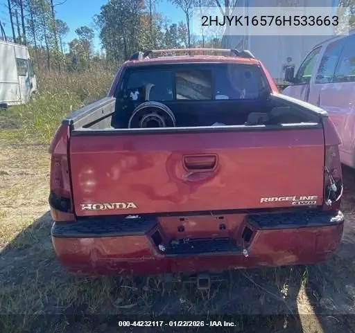 2HJYK16576H533663 2006 Honda Ridgeline Rtl