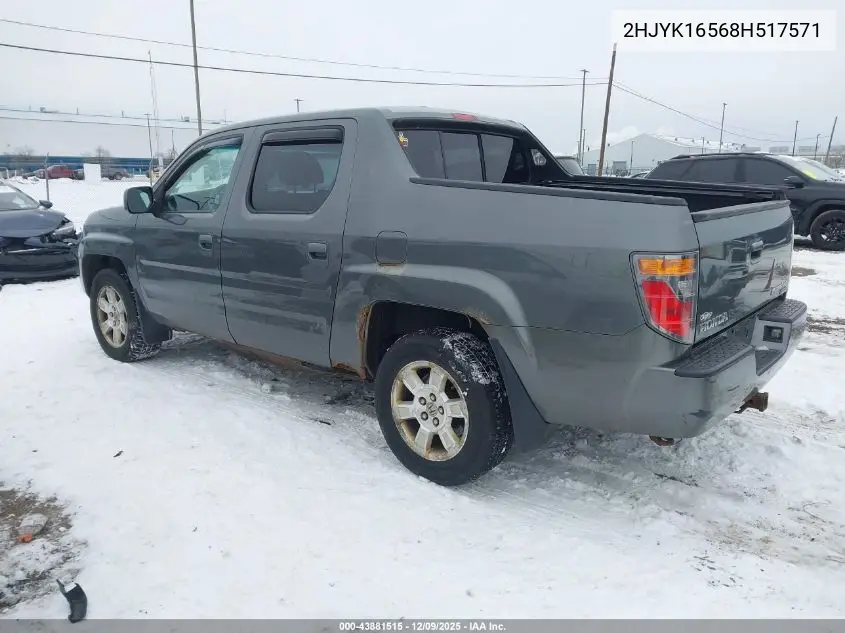 2HJYK16568H517571 2008 Honda Ridgeline Rtl