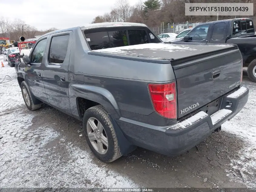 5FPYK1F51BB010439 2011 Honda Ridgeline Rtl