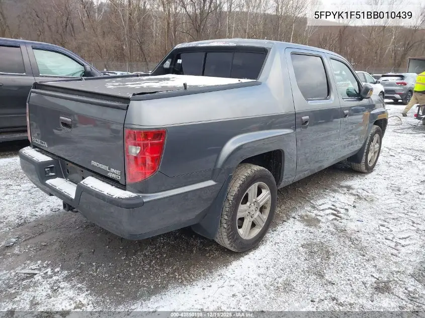5FPYK1F51BB010439 2011 Honda Ridgeline Rtl