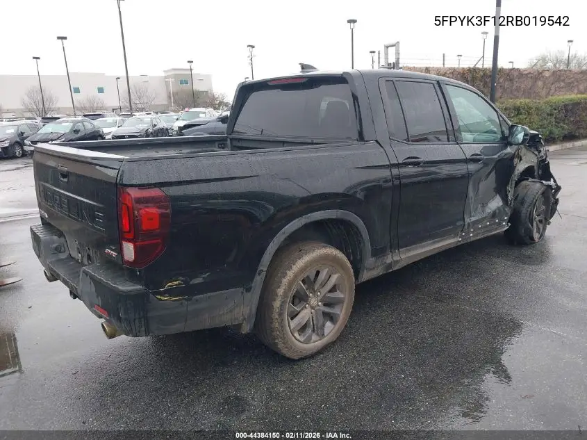 5FPYK3F12RB019542 2024 Honda Ridgeline Sport