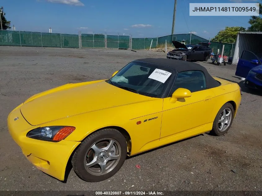 JHMAP11481T009549 2001 Honda S2000