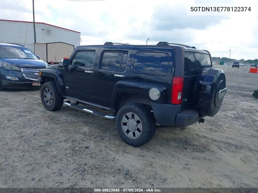 5GTDN13E778122374 2007 Hummer H3 Suv