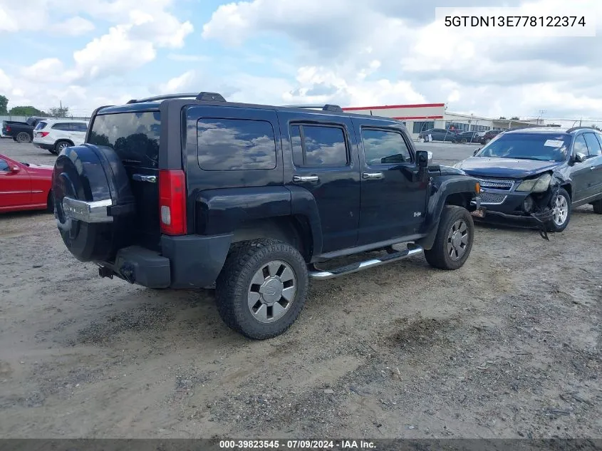 5GTDN13E778122374 2007 Hummer H3 Suv