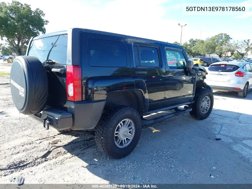 5GTDN13E978178560 2007 Hummer H3 Suv