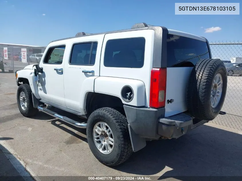 5GTDN13E678103105 2007 Hummer H3 Suv