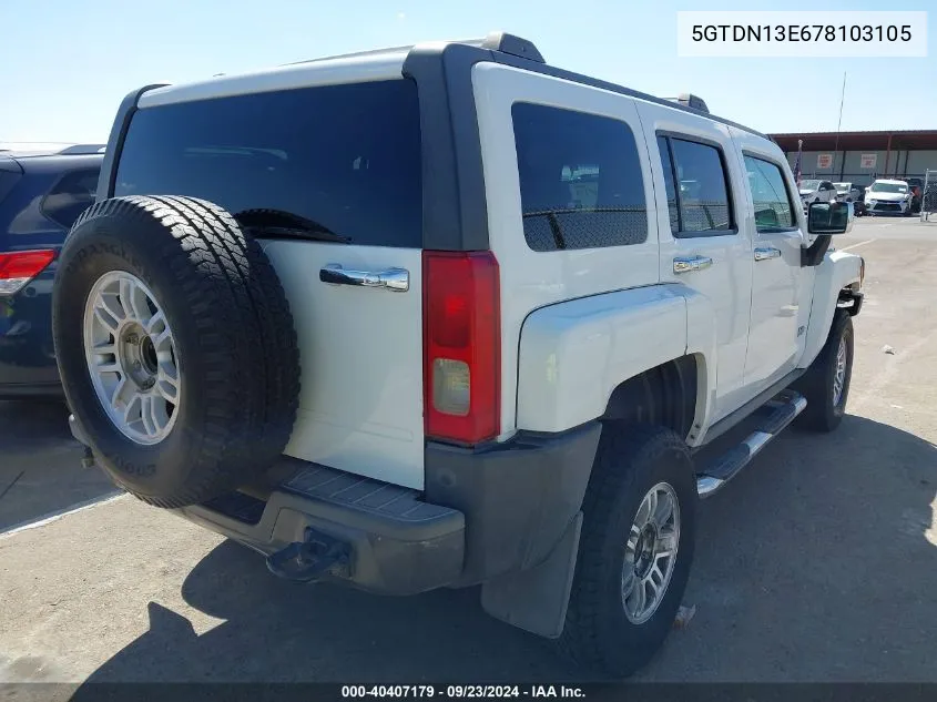 5GTDN13E678103105 2007 Hummer H3 Suv