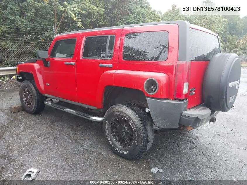 5GTDN13E578100423 2007 Hummer H3 Suv