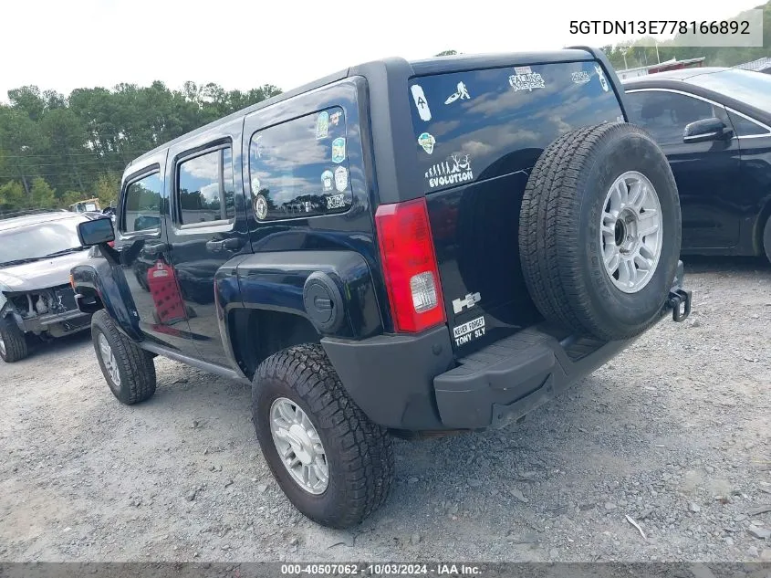 5GTDN13E778166892 2007 Hummer H3 Suv