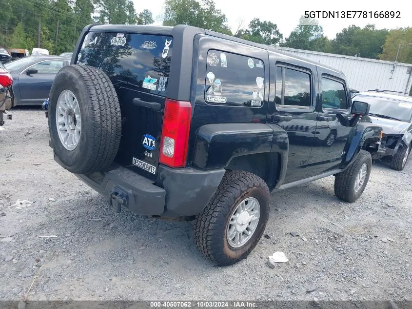 5GTDN13E778166892 2007 Hummer H3 Suv