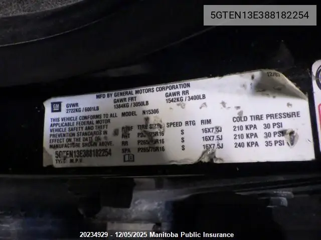 5GTEN13E388182254 2008 Hummer H3