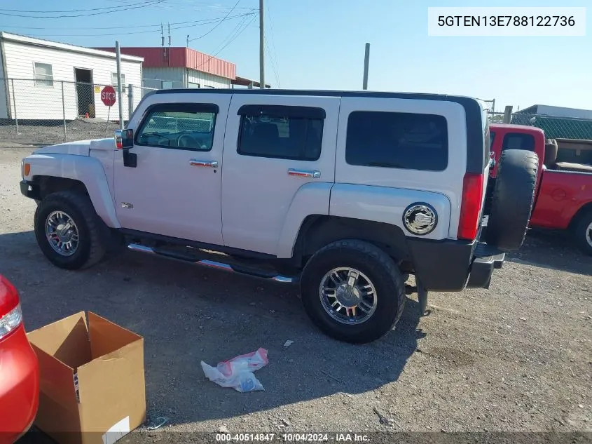 5GTEN13E788122736 2008 Hummer H3 Suv