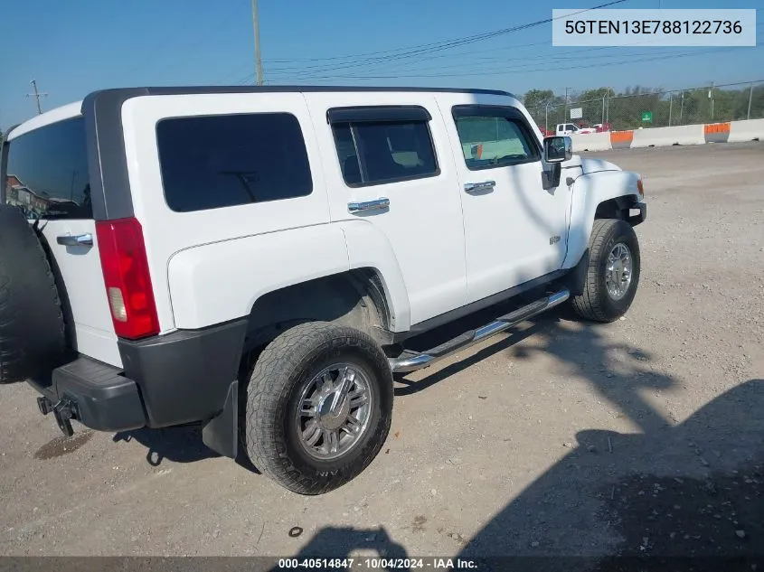 5GTEN13E788122736 2008 Hummer H3 Suv