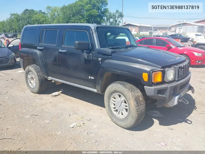 2008 Hummer H3 Suv VIN: 5GTEN13E988137819 Lot: 45288063