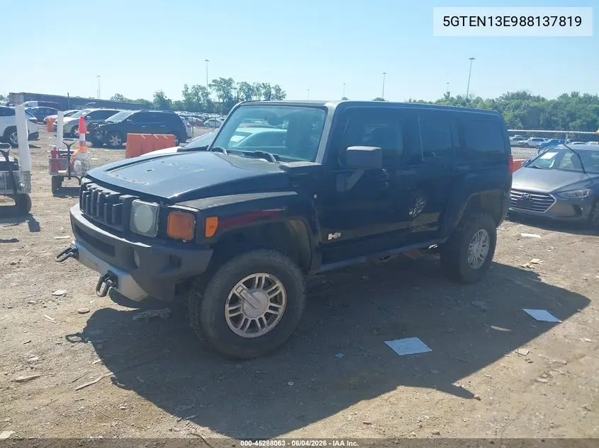 2008 Hummer H3 Suv VIN: 5GTEN13E988137819 Lot: 45288063