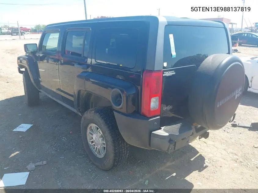 2008 Hummer H3 Suv VIN: 5GTEN13E988137819 Lot: 45288063