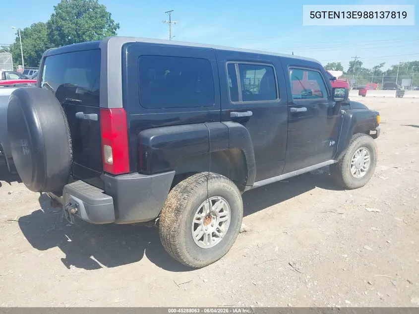 2008 Hummer H3 Suv VIN: 5GTEN13E988137819 Lot: 45288063