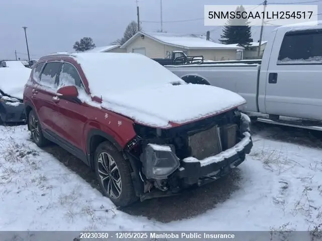 5NMS5CAA1LH254517 2020 Hyundai Santa Fe Ultimate 2.0T