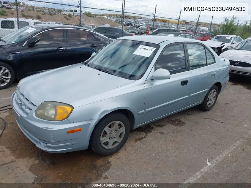 2003 Hyundai Accent Gl VIN: KMHCG45C33U494530 Lot: 40404695