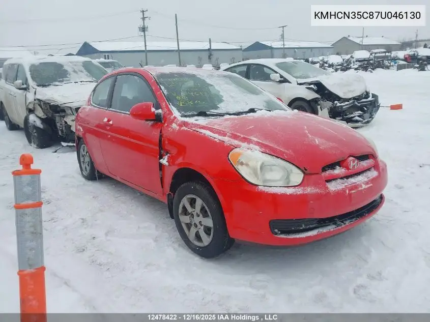 KMHCN35C87U046130 2007 Hyundai Accent Gs/Sr