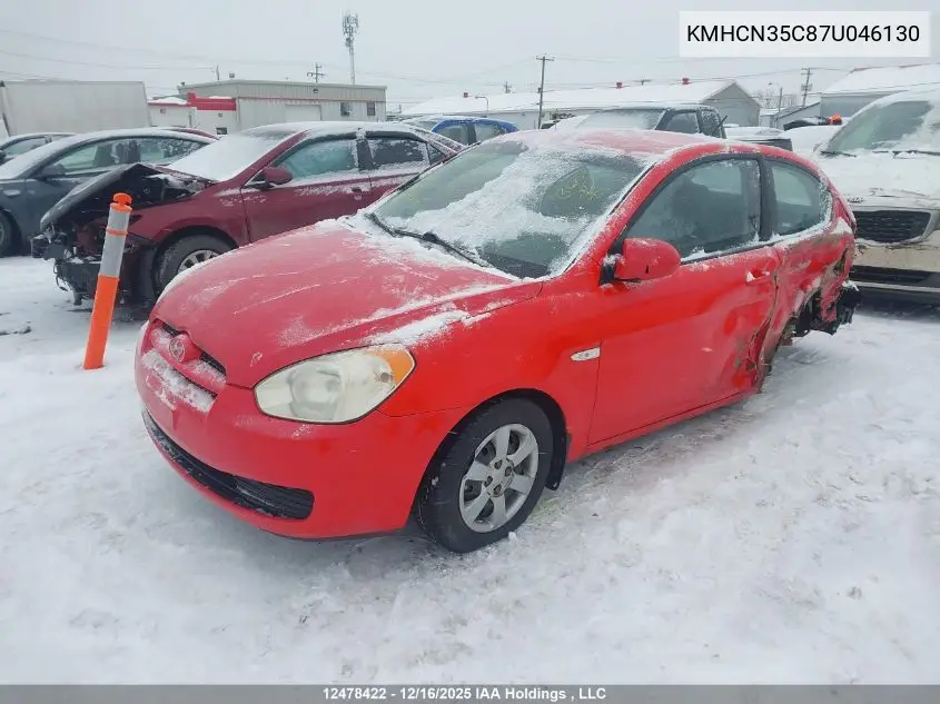 KMHCN35C87U046130 2007 Hyundai Accent Gs/Sr