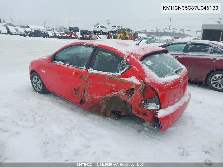 KMHCN35C87U046130 2007 Hyundai Accent Gs/Sr