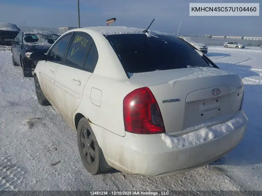 KMHCN45C57U104460 2007 Hyundai Accent Gl/Gls