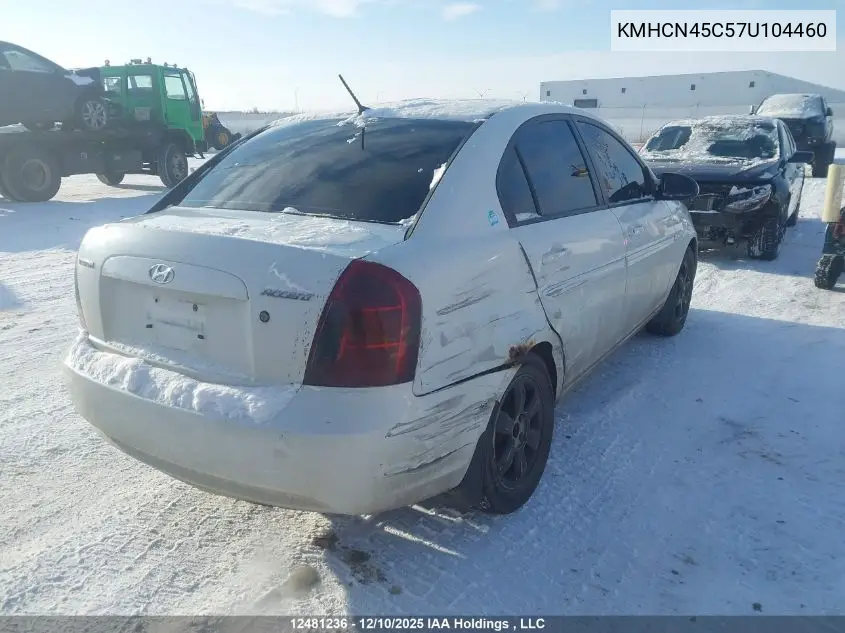 KMHCN45C57U104460 2007 Hyundai Accent Gl/Gls