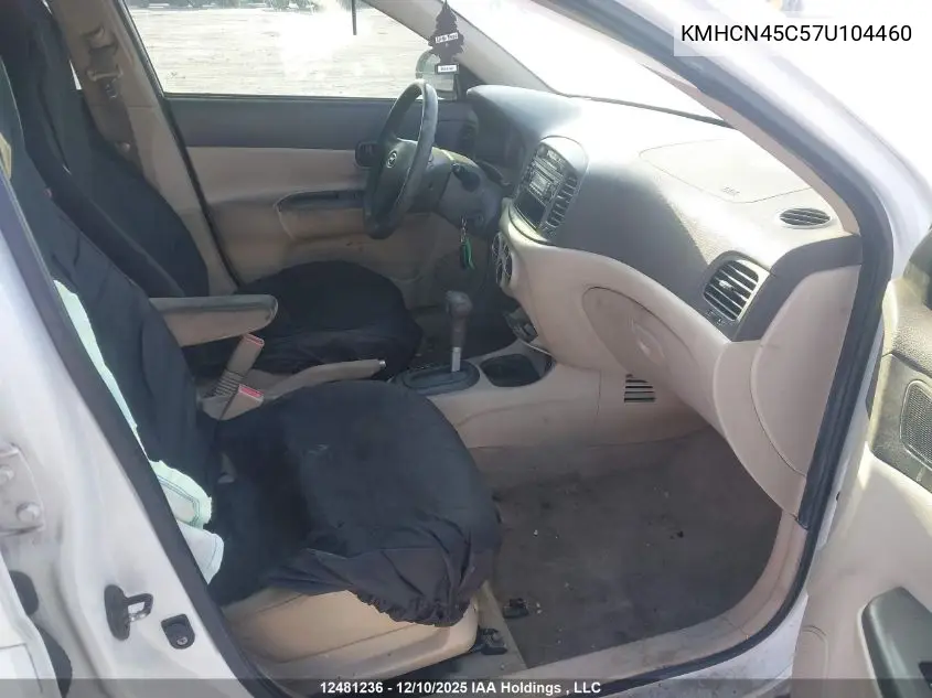KMHCN45C57U104460 2007 Hyundai Accent Gl/Gls
