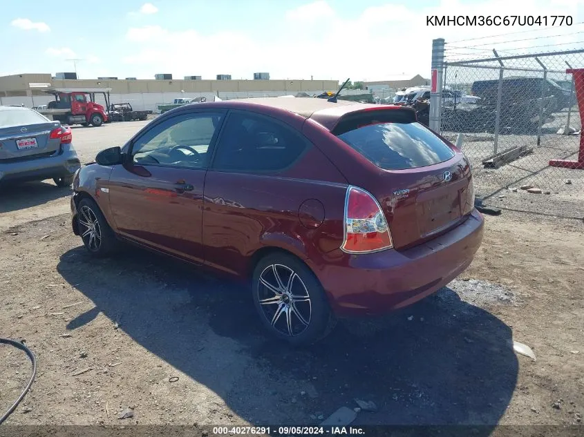 2007 Hyundai Accent Gs VIN: KMHCM36C67U041770 Lot: 40276291