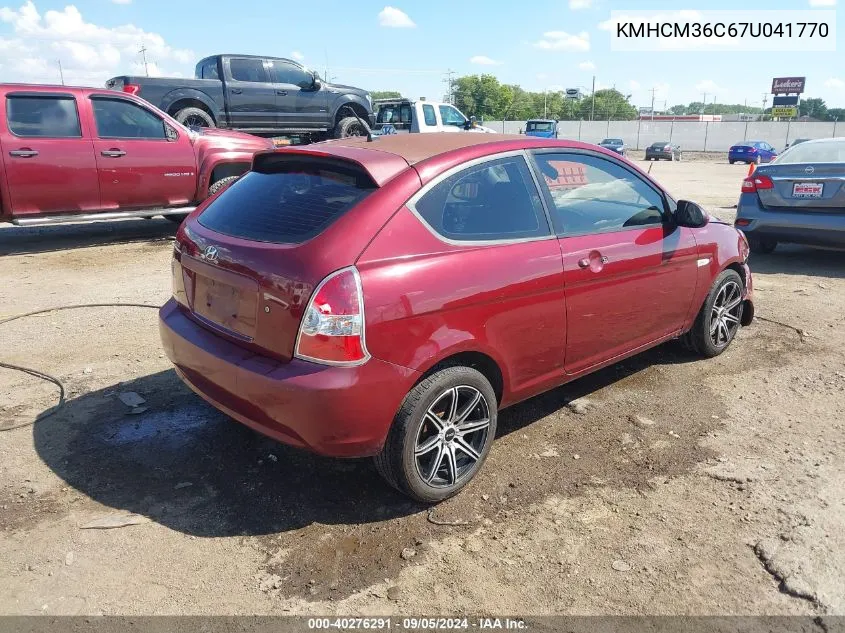 2007 Hyundai Accent Gs VIN: KMHCM36C67U041770 Lot: 40276291