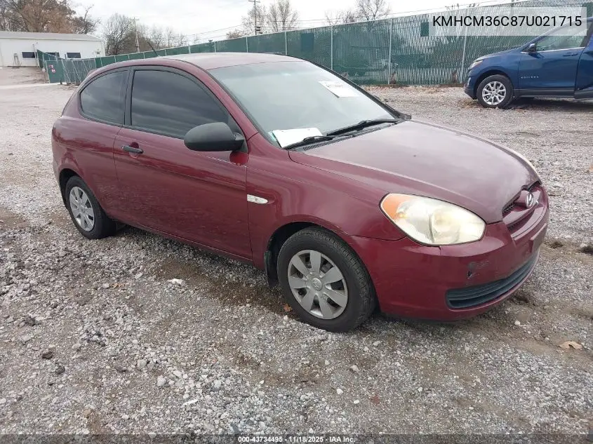 KMHCM36C87U021715 2007 Hyundai Accent Gs