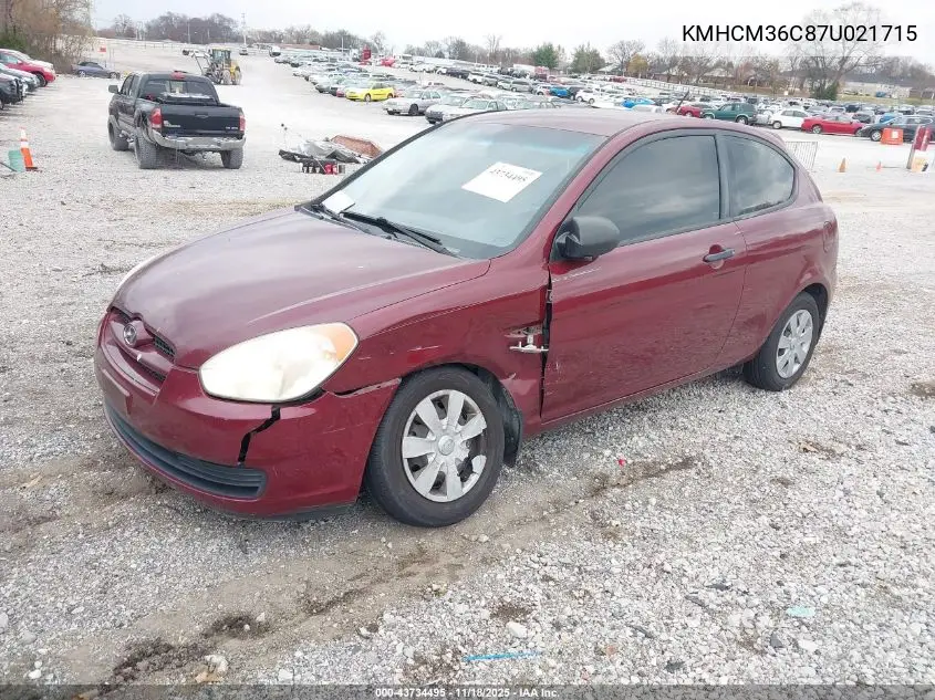 KMHCM36C87U021715 2007 Hyundai Accent Gs