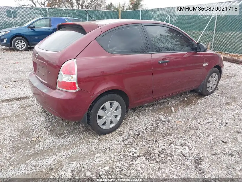 KMHCM36C87U021715 2007 Hyundai Accent Gs