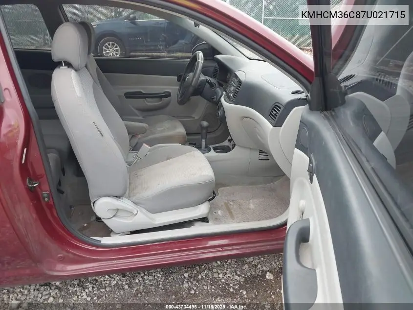 KMHCM36C87U021715 2007 Hyundai Accent Gs
