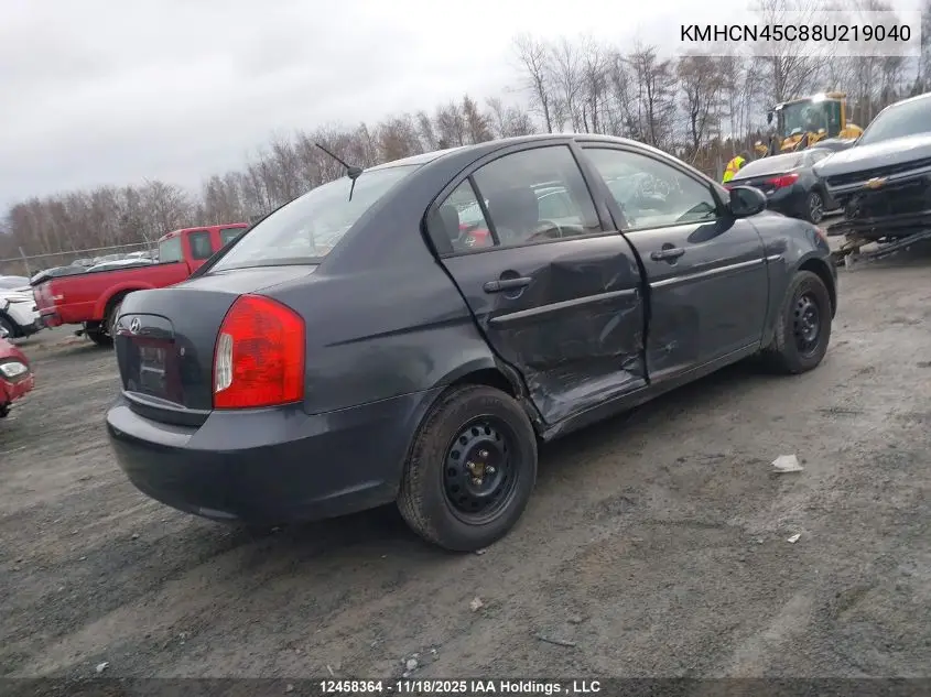 KMHCN45C88U219040 2008 Hyundai Accent Gl/Gls/L
