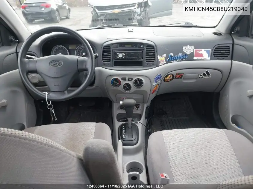 KMHCN45C88U219040 2008 Hyundai Accent Gl/Gls/L