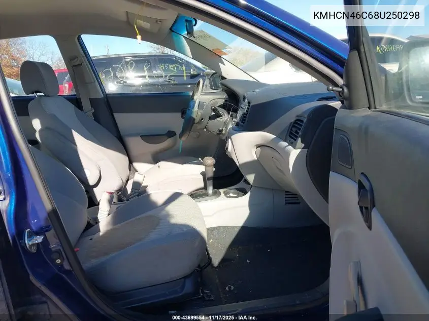 KMHCN46C68U250298 2008 Hyundai Accent Gls