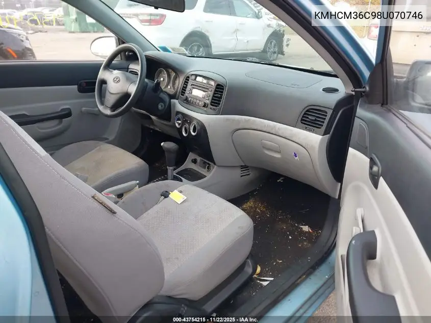 KMHCM36C98U070746 2008 Hyundai Accent Gs