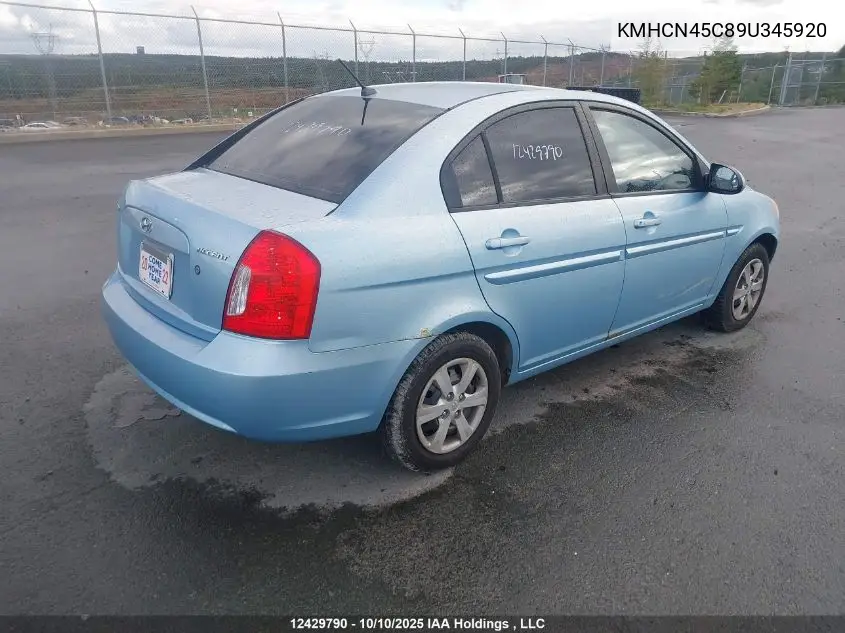 KMHCN45C89U345920 2009 Hyundai Accent Gls