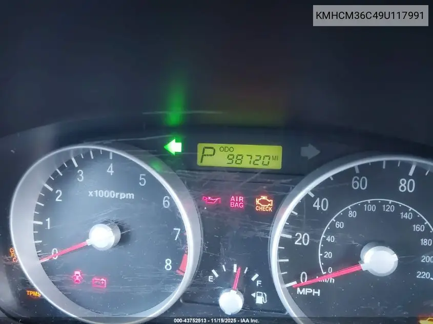 KMHCM36C49U117991 2009 Hyundai Accent Gs