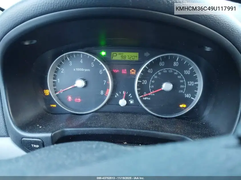 KMHCM36C49U117991 2009 Hyundai Accent Gs