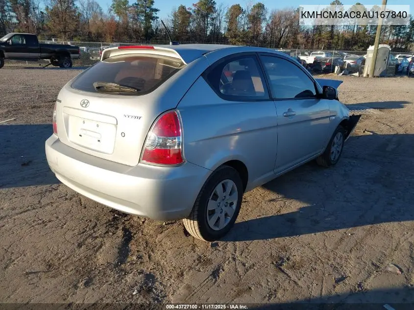 KMHCM3AC8AU167840 2010 Hyundai Accent Gs