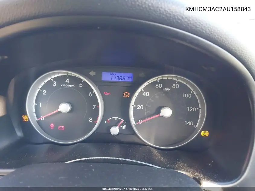 KMHCM3AC2AU158843 2010 Hyundai Accent Gs