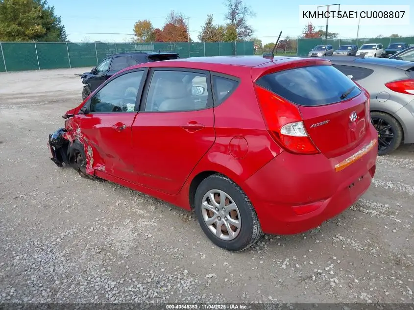 KMHCT5AE1CU008807 2012 Hyundai Accent Gs