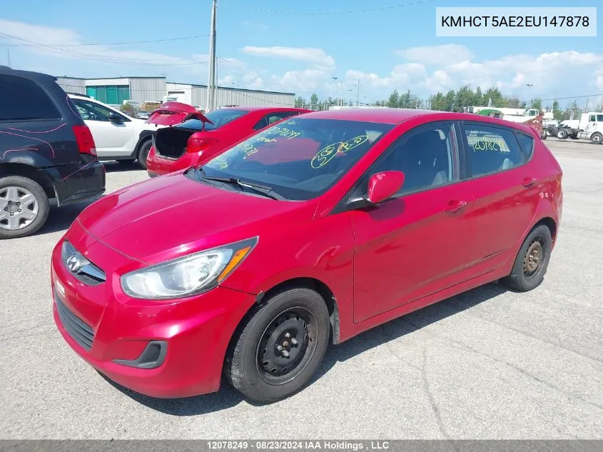 2014 Hyundai Accent VIN: KMHCT5AE2EU147878 Lot: 12078249